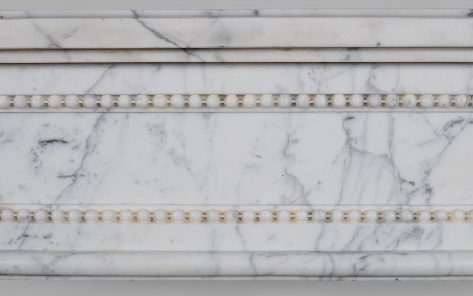 Louis XVI fireplace with half columns in a veined Carrara marble-1