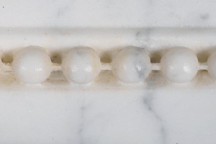 Louis XVI fireplace with half columns in a veined Carrara marble-2