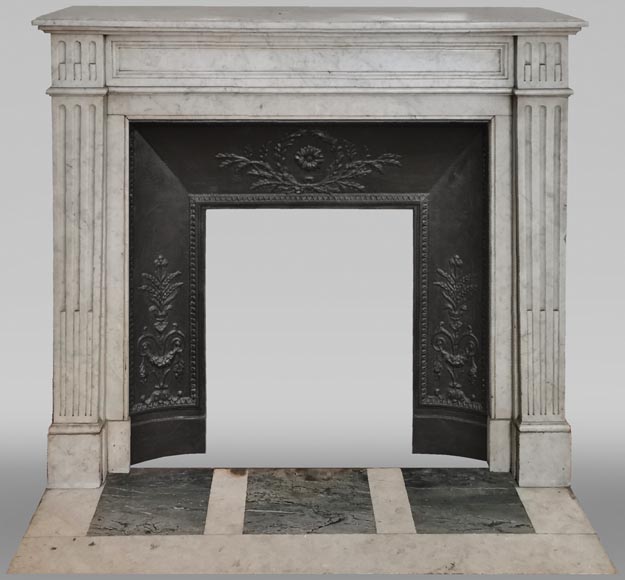 Antique fluted Louis XVI mantel in Carrara marble-0