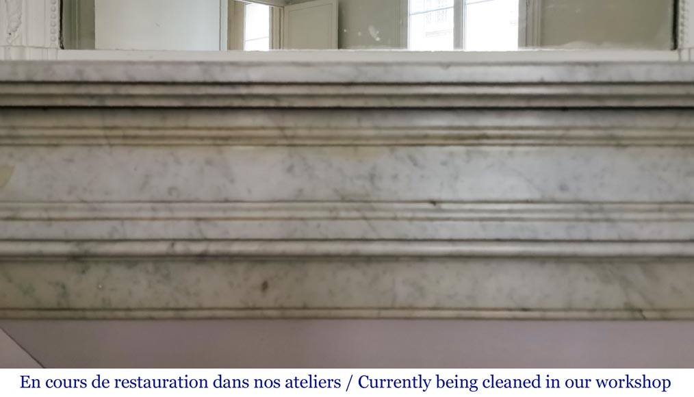 Antique fluted Louis XVI mantel in Carrara marble-1