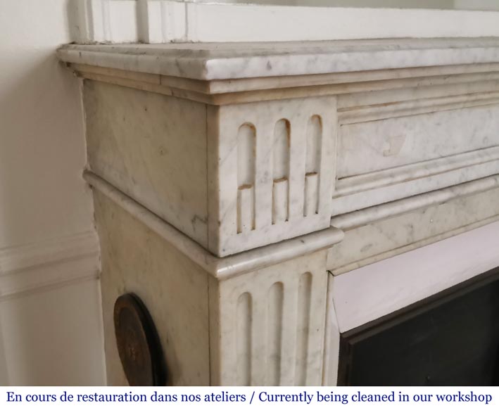Antique fluted Louis XVI mantel in Carrara marble-3