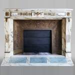 Beautiful Louis XVI style fireplace in Paonazzo marble with bronze ornements, end of the 19th century