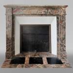 Antique Louis XVI style mantel in Enjugerais marble, end of the 19th century