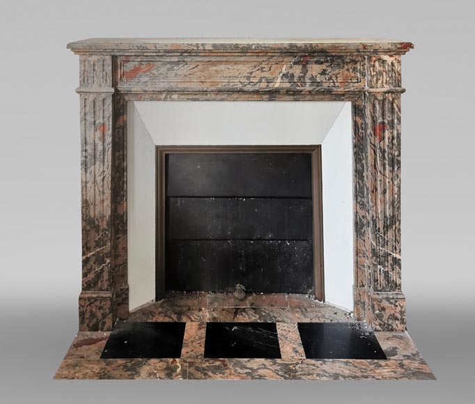Antique Louis XVI style mantel in Enjugerais marble, end of the 19th century-0