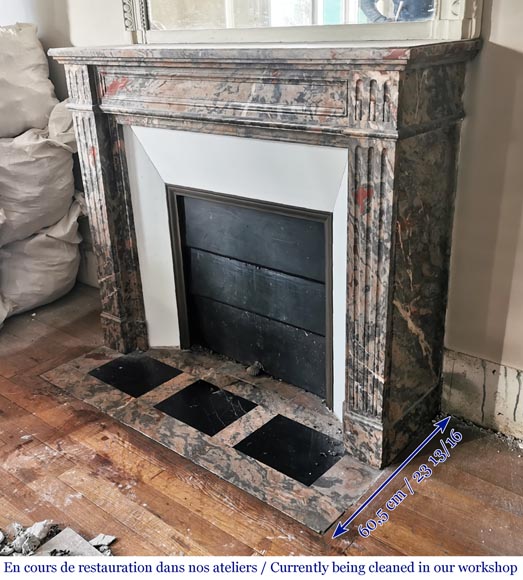 Antique Louis XVI style mantel in Enjugerais marble, end of the 19th century-5