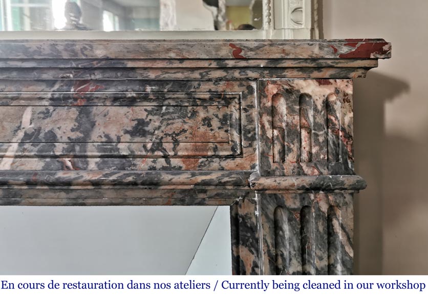 Antique Louis XVI style mantel in Enjugerais marble, end of the 19th century-6
