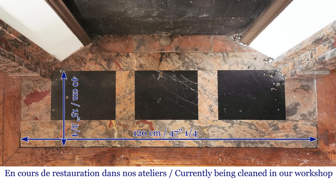 Antique Louis XVI style mantel in Enjugerais marble, end of the 19th century-8