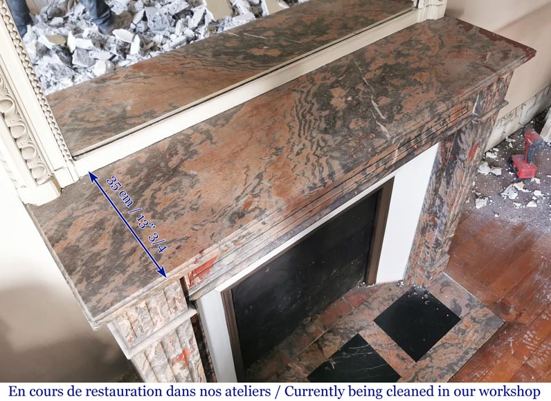 Antique Louis XVI style mantel in Enjugerais marble, end of the 19th century-9