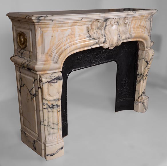 Regency style fireplace in Paonozzao marble, 19th century-3