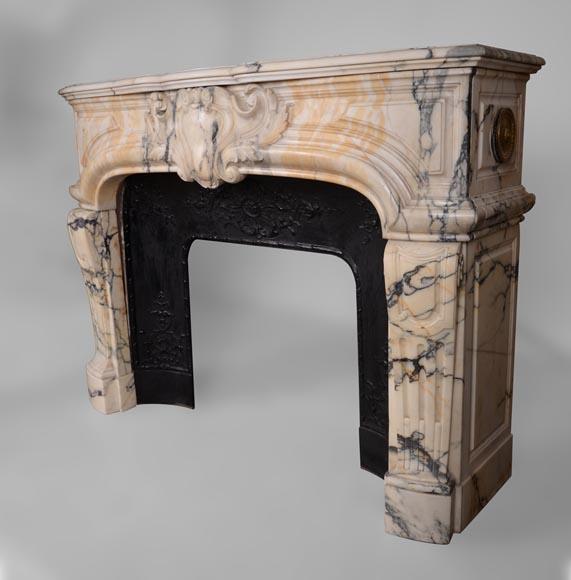 Regency style fireplace in Paonozzao marble, 19th century-6