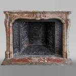 Antique Louis XV style mantel in Sarrancolin marble, end of the 19th century