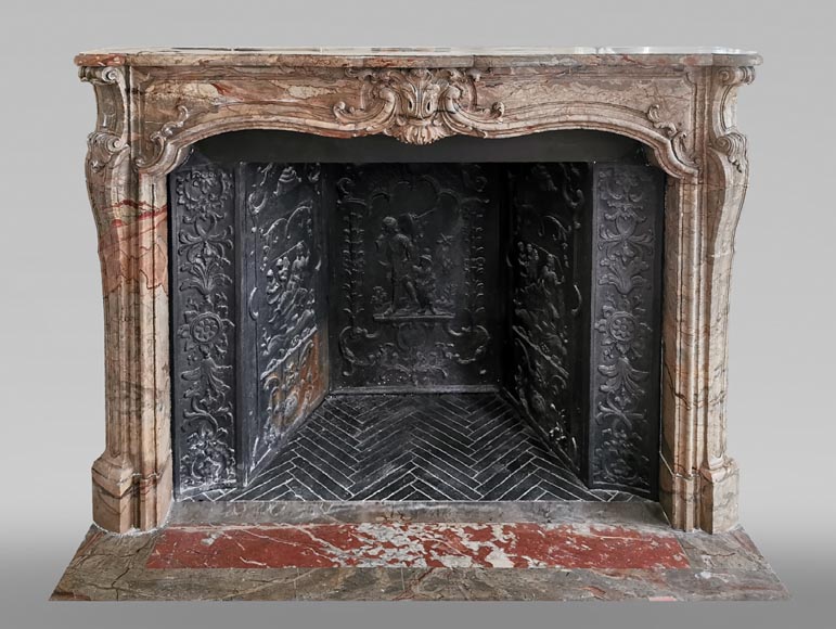 Antic Louis XV style mantel in Sarrancolin marble, end of the 19th century-0