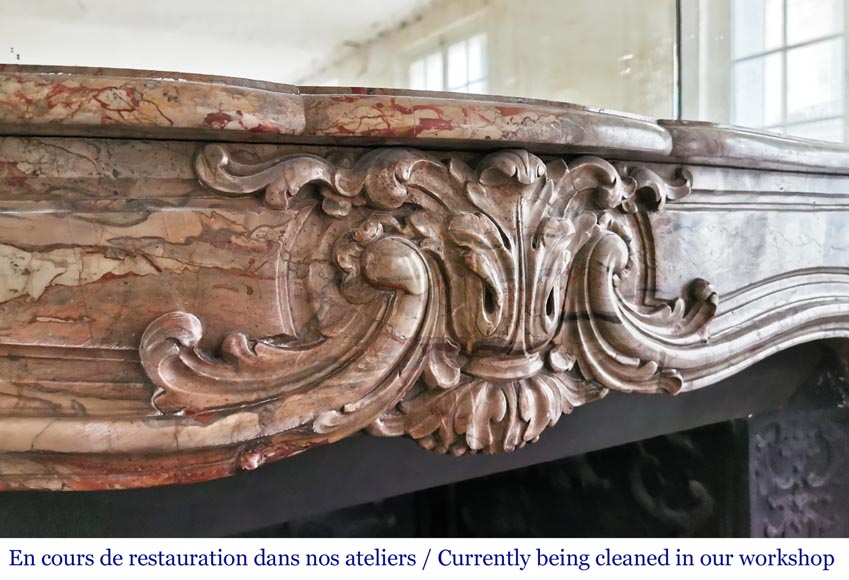 Antic Louis XV style mantel in Sarrancolin marble, end of the 19th century-2