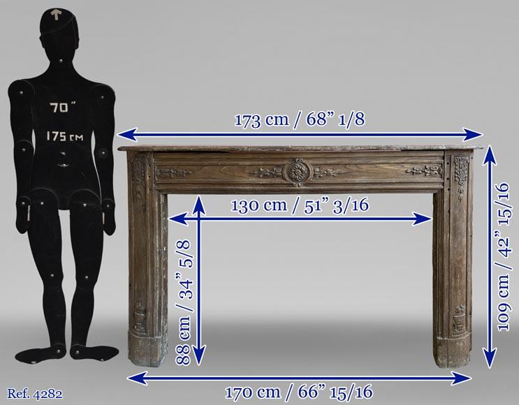 Louis XVI period mantel in oak-11