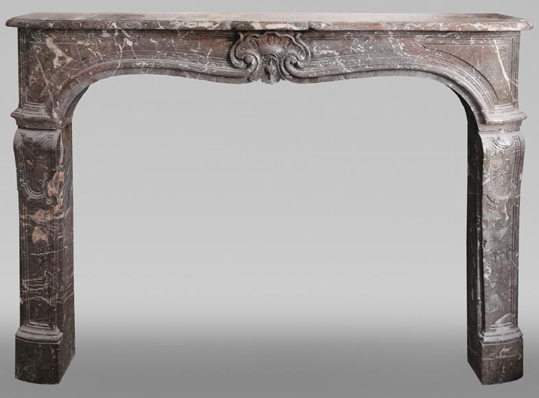 Important Louis XV period fireplace in Rouge du Nord marble-0
