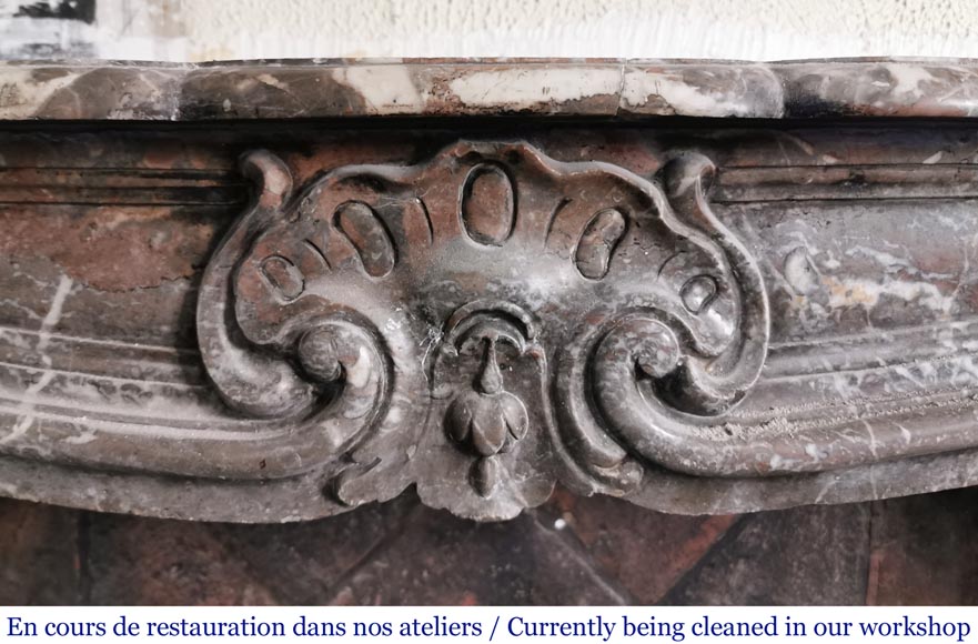 Important Louis XV period fireplace in Rouge du Nord marble-1