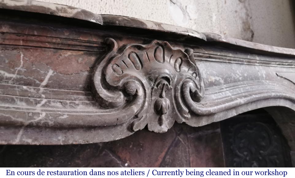 Important Louis XV period fireplace in Rouge du Nord marble-2