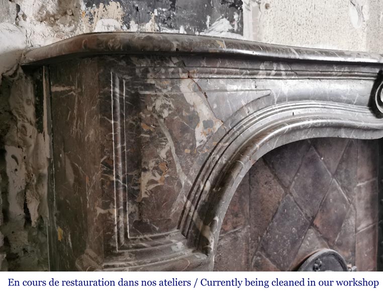 Important Louis XV period fireplace in Rouge du Nord marble-3