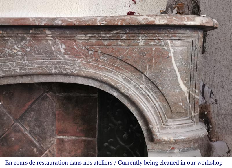 Important Louis XV period fireplace in Rouge du Nord marble-6