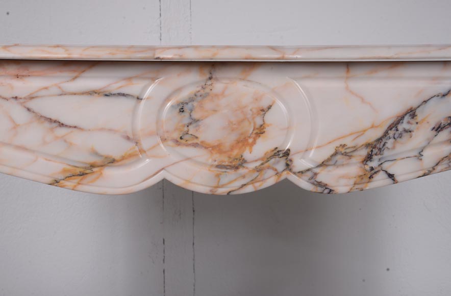 Louis XIV style Pompadour mantel in Skyros marble-1