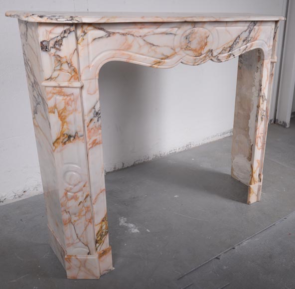 Louis XIV style Pompadour mantel in Skyros marble-2