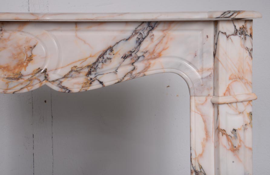 Louis XIV style Pompadour mantel in Skyros marble-6