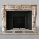 Beautiful Louis XVI mantel in Arabescato marble, with a laurel crown