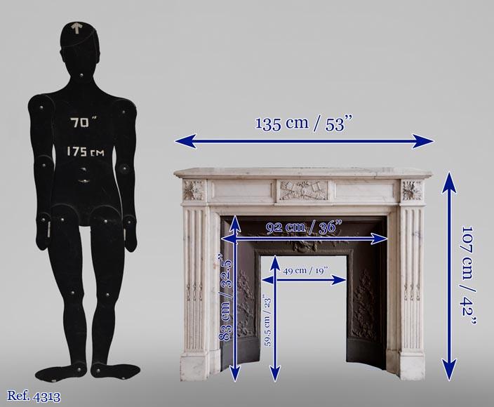 Louis XVI style mantel in white Carrara marble with quivers-11