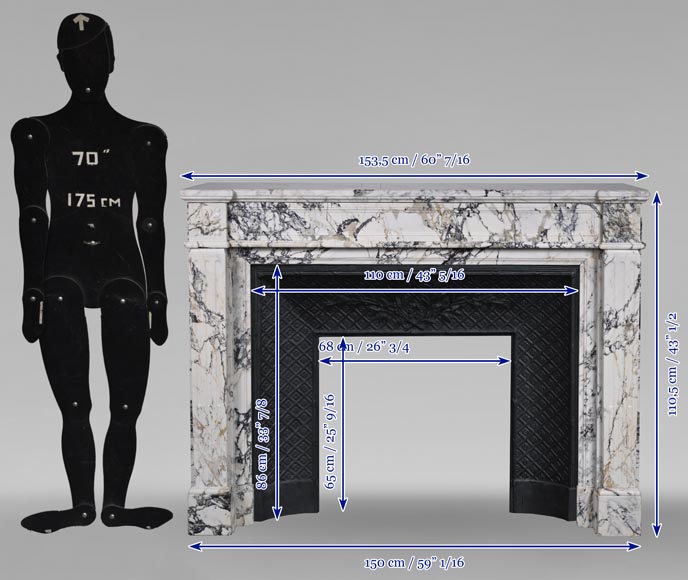 Louis XVI style mantel with fluted legs carved in Sarravenza marble-9