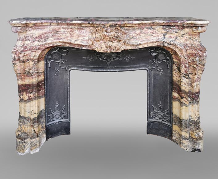 Outstanding Louis XV style mantel, Fleur de Pêcher marble-0