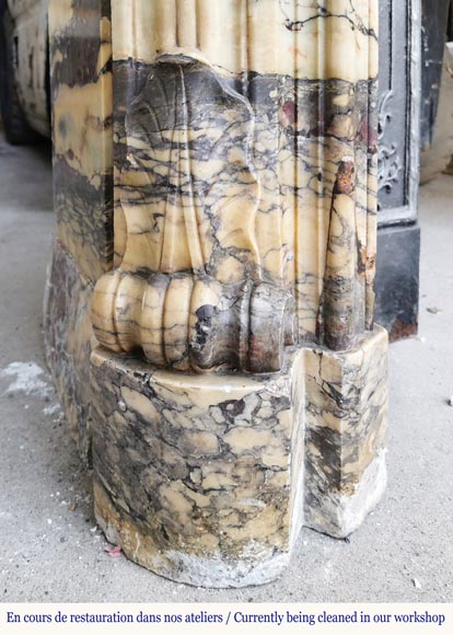 Outstanding Louis XV style mantel, Fleur de Pêcher marble-7