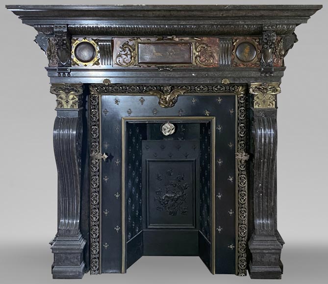 Remarkable and monumental Flemish Neo-Renaissance style fireplace, second half of the 19th century-0