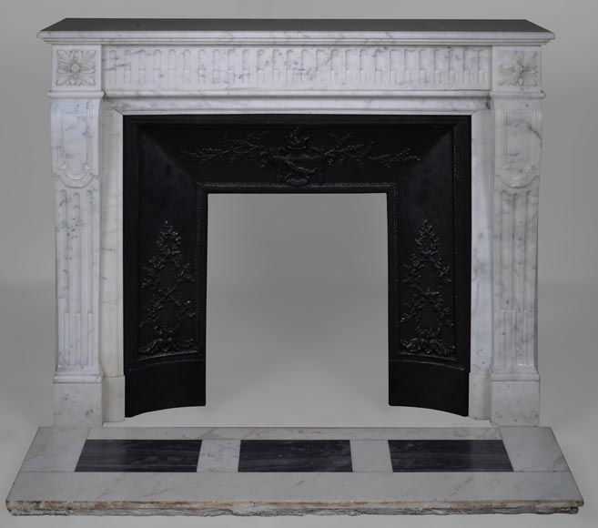Beautiful antique Louis XVI style fireplace with flutes-0