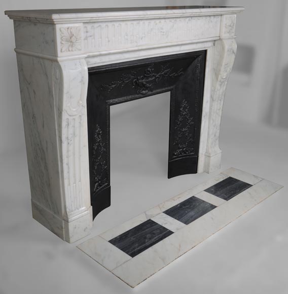 Beautiful antique Louis XVI style fireplace with flutes-2