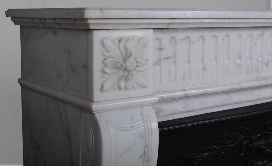 Beautiful antique Louis XVI style fireplace with flutes-3