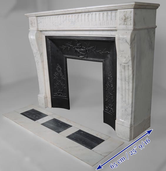 Beautiful antique Louis XVI style fireplace with flutes-5
