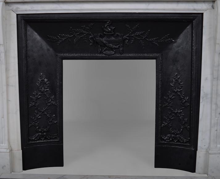 Beautiful antique Louis XVI style fireplace with flutes-9