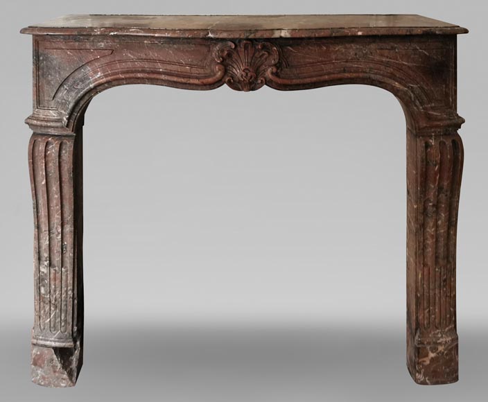 Louis XV period Rouge du Nord marble mantel-0