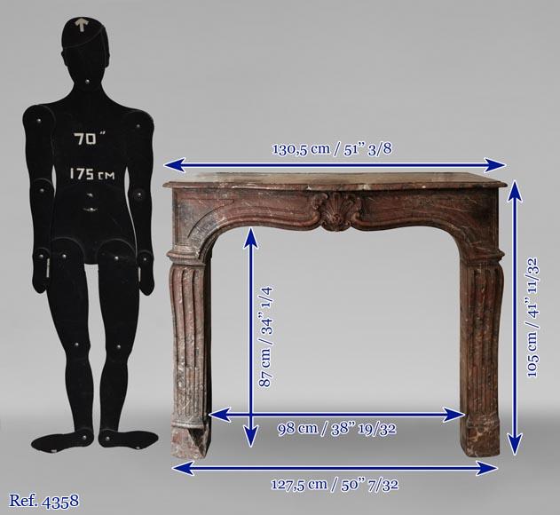 Louis XV period Rouge du Nord marble mantel-9