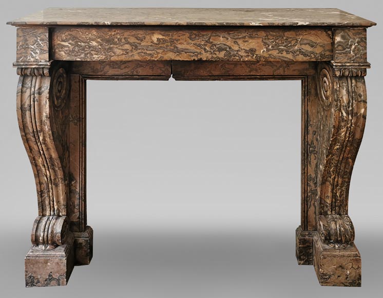Antique Restoration style fireplace mantel in Enjugerais marble-0
