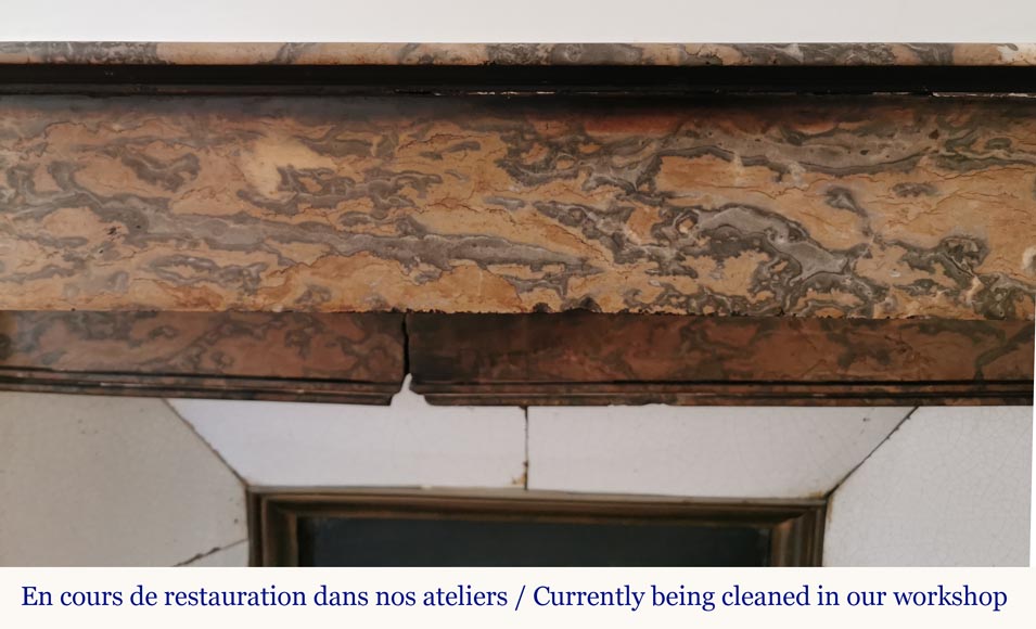 Antique Restoration style fireplace mantel in Enjugerais marble-1