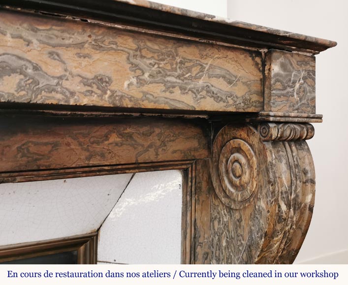 Antique Restoration style fireplace mantel in Enjugerais marble-2