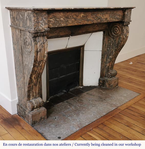 Antique Restoration style fireplace mantel in Enjugerais marble-3