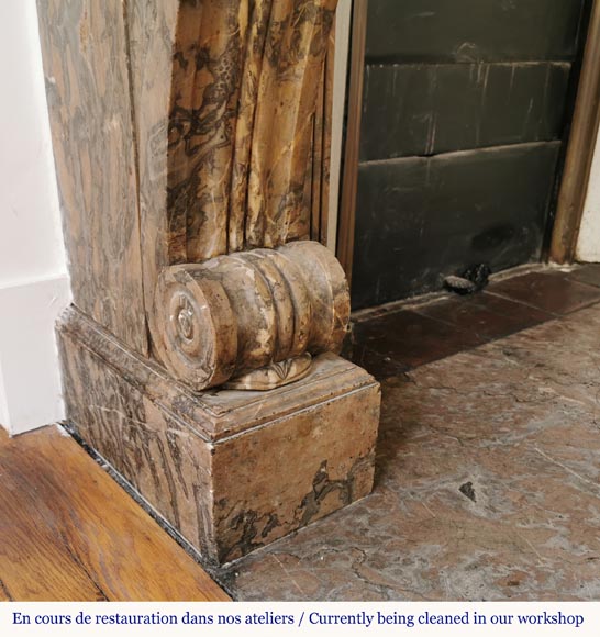 Antique Restoration style fireplace mantel in Enjugerais marble-5