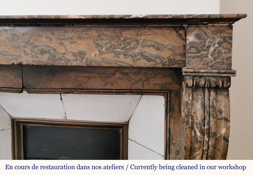 Antique Restoration style fireplace mantel in Enjugerais marble-7