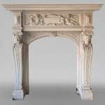 Neo-Renaissance fireplace in stone, 19th century