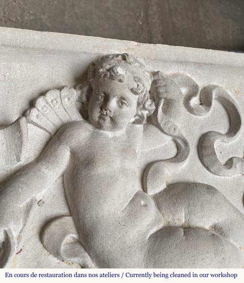 Neo-Renaissance fireplace in stone, 19th century-2