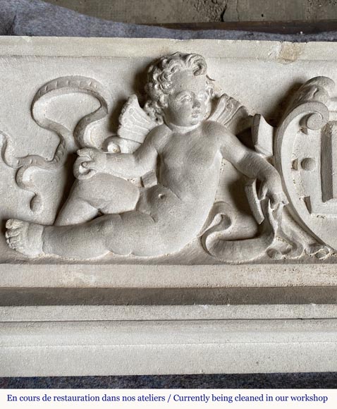 Neo-Renaissance fireplace in stone, 19th century-3