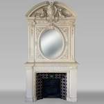 Important Neo-Renaissance style fireplace made of painted wood 