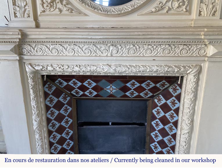 Important Neo-Renaissance style fireplace made of painted wood -1